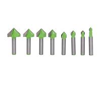 Jiawu 8mm Shank V Groove Router Bit, 8 Piece Tungsten Steel Set