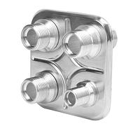 Jiawu A/C Bulkhead, 4-Port Universal Billet Aluminum 6061-T6 Heater Bulkhead Firewall with 5/8 Inch-18 and 7/8 Inch-14 Ports for GM Hot Rod OEM Aftermarket Vehicles (Silver)