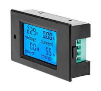 Jiawu AC Digital Power Meter, 80-260V AC 100A Max Current Overload Alarm Digital Voltage Current Monitor, LCD Display Power Monitor with Large Screen Data Storage KWh Reset for Indoor