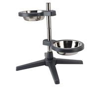 Jiawu Adjustable Updated Pet Bowl Stainless Steel Material Practical Dual Shells Increased Cat Shells for Comfort Feeding, Anti -slip Base Design for Clean Pet Surface