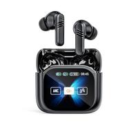 Jiawu AI Wireless Translation Earbuds with Charging Case with Full Color Touch Screen, ANC/ENC Noise Canceling Headphones for Business Travel, Hi-Res Music Headset (Black)