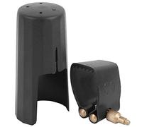 Jiawu Alto Saxophone Ligature Cap, Low Amplitude Reed Vibration High Hardness Surface Saxophone Ligature, Plastic Cap with Adjustable PU Leather Strap for Mouthpiece