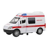Jiawu Ambulance Toy Car, 1:32 Scale Alloy with Sound Light Function Collision Resistant Non Smooth Edges, Toy Car Model with Whistle Lighting for Kids Above 3 Years (Red)
