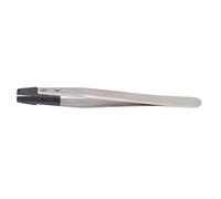 Jiawu Anti Static Plastic Tweezers with Replaceable Carbon Fiber Head, Matte Sandblasted Flat Forceps for Electronics, Semiconductor, and PCB Repair, 4-Screw Secure Fixation