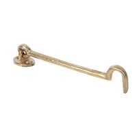 Jiawu Antique Brass Chinese Style Window Latches for Security - 6.7 Inch Wind Brace Hook with Lock Heads, Rustproof Heavy Duty Window Stay, Easy Install Door and Holder for Home (Brass Color)