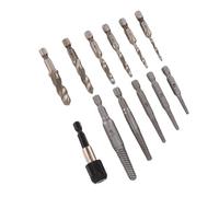 Jiawu Application Screw Extractor Set with 11 Pieces of 11 Pieces with a Fast Mechanical Maintenance Adapter, Alloy Steel Touch to Drill and Tapping - Portable Storage Box