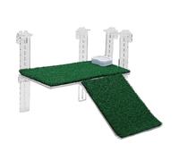 Jiawu Basking Platform, Non Slip Grass Texture Adjustable Bracket Multiple Height Settings Clear Acrylic Simulation Grass Ramp, Climb Ramp with Removable Mat