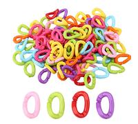 Jiawu Bird Chain Links, 100 Pcs, Plastic C Clips, 0.9 Inch, DIY Mix Color | Cage Connectors, Random Color Hooks, Foot Toys For Small Birds, Easy Hanging For Perches, Rat Cage Accessories