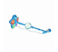Jiawu Blue Children Microphone with Stand, Built-in Lights, Lightweight Plastic Kid Singing Microphone for Stage Performance Birthday Gift