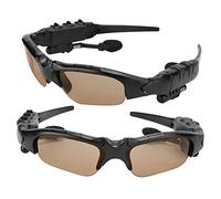 Jiawu Bluetooth Sunglasses, Bone Conduction Headphone with Solar Power Charging Wireless Glasses Stereo Earphone for Driving Travel Outdoor (Brown)