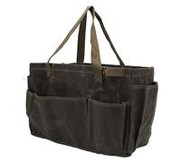 Jiawu Canvas Pot Bag Large Capacity Camping Tool Storage, Comfortable Grip 16oz Wet Wax Canvas for Garden Pans, Outdoor Picnic (Deep Green)