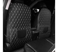 Jiawu Car Seat Back Shield, PU Leather Kick Protection Easy To Clean Rear Seat Protector, Car Back Protector with Phone Storage Pocket for Cars SUVs Trucks Family (Bigger)