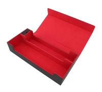 Jiawu Card Deck Storage Box, Large Capacity PU Leather Card Storage Box Beautiful Multifunctional for Business Card (Black Red)