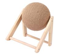 Jiawu Cat Scratching Ball on Stand Interactive Solid Wood Cat Scratcher with Sisal Rope Toy, V-Shaped Pet Scratching Post for Claw Sharpening, Fun Twine Ball for Entertaining Cats