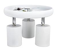 Jiawu Ceiling Spotlight Fixture, 3 Head Rotating GU10 Lamp Holder, Iron Spotlight Mount Base with Adjustable Angle for Bedroom Dining Room Shopping Mall Office Cafe Museum Showroom (three round white)