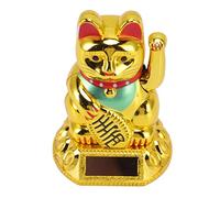 Jiawu Chinese Chinese Decoration Cat Ammer The Sun Back Induction Induction Statue for The Home Office Car Plastic Ornament Figurine (Golden)