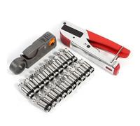 Jiawu Compression Tool Kit, Coax Crimping Tool with Cable Stripper and 20 F Connectors, Coaxial Compression Crimper for RG6 RG59 RG58