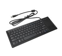 Jiawu Computer Keyboard, Plug and Play Ultra Thin Compact Sturdy Wired Touchpad Keyboard USB Connection ABS with HUB Function for Marine for Food Service