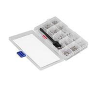 Jiawu Computer Screws Assortment Kit, Carbon Steel Micro Flat Head Screws Kit, M2 M2.5 M3 with Screwdriver Brush for PC Cases Power Supplies Motherboards Hard Drives Laptops (Silver)