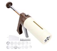 Jiawu Cookie Press Gun Kit with 13 Design Discs and 8 Icing Nozzle (Brown) | 290mL Capacity Cookie Press Set, Frosting Piping Kit for Cookies, Cake Decorating, Perfect for Holiday and Everyday Baking