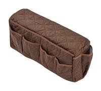 Jiawu Couch Remote Holder, Sofa Armrest Organizers with Pocket Design, Recliner Accessories for Remote Control Phone Magazine Storage, Space Saving Couch Arm Cover (Brown)