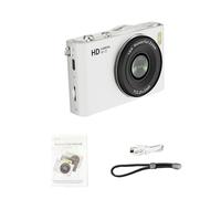 Jiawu Digital Camera For Kids, 64MP 4K UHD Video 180 Flip Screen Flip Screen Digital Camera, Compact Point And Shoot With 16X Zoom AF Selfie For Selfies Vlogs Teens (White)