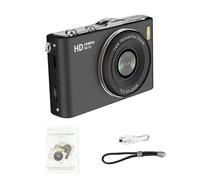 Jiawu Digital Camera For Kids, 64MP 4K UHD Video 180 Flip Screen Flip Screen Digital Camera, Compact Point And Shoot With 16X Zoom AF Selfie For Selfies Vlogs Teens (Black)