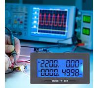 Jiawu Digital LCD AC Voltage Current Tester Meter 0-500V Intelligent Multifunctional with Adjustable Blue Backlight, AC Voltage Current Power Frequency Power Factor Energy Monitor with (AC100A split