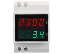 Jiawu DIN Rail Voltmeter Ammeter, 4 Digit Dual Display AC80-300V 0.1-99.9A | Voltage Current Monitor with 0.5in LED Nixie Tube, 35mm DIN Rail Mount, for Single Phase Electrical Panel
