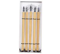 Jiawu Dip Pen, Natural Bamboo Material Smooth Strokes Vintage Gift Boxed Bamboo Dip Pen Set, Calligraphy with 5 Pcs for Cartoonists Artists Manga Drawing Painting School Supplies (Round nib set)