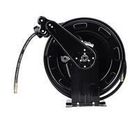 Jiawu Double Arm Pressure Washer Hose Reel 3/8inx49.21ft Retractable Heavy Duty Steel Auto Rewind for House Renovation Assembly Tasks