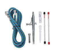 Jiawu Dual Action Airbrush Kit 0.2mm 0.3mm 0.5mm Needle Gravity Feed Spray Gun for Model Painting, Nail Art, Car Touch-Up, Tattoo & Craft Projects - Versatile Air Brush Set