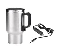Jiawu Electric Coffee Cup in the Stainless Steel Car Made of Stainless Steel for Coffee Tea, 12 V 450 Ml of Car Heating for Road Trips and Commuting, Food Material and Vacuum Insulation, Suitable