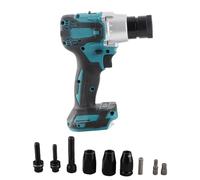 Jiawu Electric Rivet Nut Machine, Brushless Motor Cordless Riveting Tool with LED Light, Automatic Rivet Nut Gun Kit with 3 Riveter Heads, for Metalworking Woodworking (Set E)