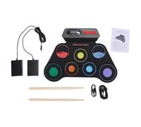 Jiawu Electronic Drum Set, 7 Pads Roll Up Practice Pad with Pedals and Sticks, Electric Drum Pads Built in Speaker, Portable Drumming Machine, Rechargeable for Beginner (Color version)