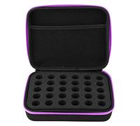 Jiawu Essential Oil Carrying Case Hard Shell, EVA Travel Organizer for 5ml 10ml 15ml Bottles, Shockproof Portable Storage Box with Handle, 30 Grid Roller Bottle Case for Aromatherapy (Purple)