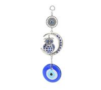 Jiawu Evil Eye Pendant, Coloured Glaze Alloy Night Owl Moon Design Good Luck Charm Evil Eye Decor with Wall Home Office Car Application