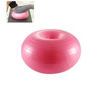 Jiawu Exercise Donut Yoga Ball, 300 Pounds Capacity Non Slip PVC Yoga Stability Ball, Balance Training with Inflatable Pump for Pilates Core Workout Gym Office Classroom Use (Pink)