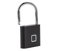 Jiawu Fingerprint Padlock, 0.5 Seconds Unlock IP54 Fingerprint Lock, Thumbprint Padlock with USB Charging 3 Color Light for Luggage Lockers Backpacks (Black)