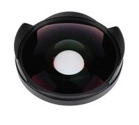 Jiawu Fisheye Lens, High Definition Wide Angle Aluminum Alloy Construction, Quick Installation, Long Depth of Field Professional Video Lens, 0.3X Fisheye with Hood for Camcorder
