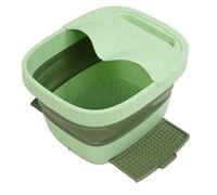 Jiawu Foldable Foot Bath with Massage Function, Silicone Deep Soaking Tub for Adults, Portable Foot Spa with Lid and Pedal, Easy to Store for Travel and Home Use, Green (Green)