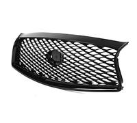Jiawu Front Bumper Mesh Grille, Gloss Black, ABS, UV Protected | Upper Grill Replacement for Q50 2014-2017, Bolt On Install, Weather Resistant, Sedan Exterior Trim