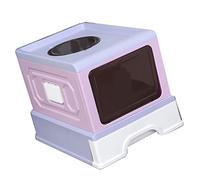 Jiawu Fully Enclosed Cat Litter Box Odor Control, Portable Foldable Large Litter Box Prevents Splashing, Top Entry Enclosed Pan with Drawer for Easy Clean, Premium PP Material (Royal Purple)