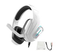 Jiawu Gaming Headset, Over Ear Headphones with Noise Canceling Mic (White)