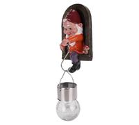 Jiawu Gnome Tree Hugger Statue with Solar Light of Fanciful Light Decoration of The Garden for Outdoor Space