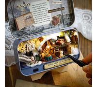 Jiawu Good Old Time Mini Dollhouse DIY Kit, Miniature Handmade Box Dollhouse with LED Light, 3 Themes Available for Home Decoration and Creative Friends (winter wandering)