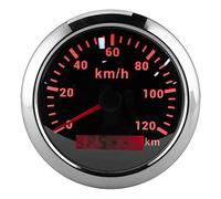 Jiawu GPS Speedometer, 85mm 120KM/H Speedometer, Marine Odometer with Multi Function Display for Boat Yacht Outboard Car Motorcycle Engineering Machinery (Black Dial)