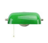 Jiawu Green Glass Bankers Wall Lamp, Vintage Wall Sconces Wall Lights with Pull Chain Switch, Traditional Brushed Brass Adjustable Lampshade Wall Light Pull Chain for Home Office Library