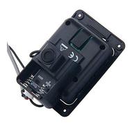 Jiawu Guitar Preamp EQ Tuner, Compact Design LED Display Tuner Phase Switch Bass Midrange Treble Controls Easy Installation, Guitar Pickup, Piezo Pickup Preamp EQ with (Black)