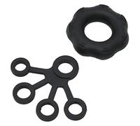 Jiawu Hand Grip Strengthener Set, Finger Stretcher Hand Resistance Bands, Finger & Forearm Trainer with Rings & Bands, Grip Trainer for Wrist, Rehab & Strength Training, 2 Pack (Black)